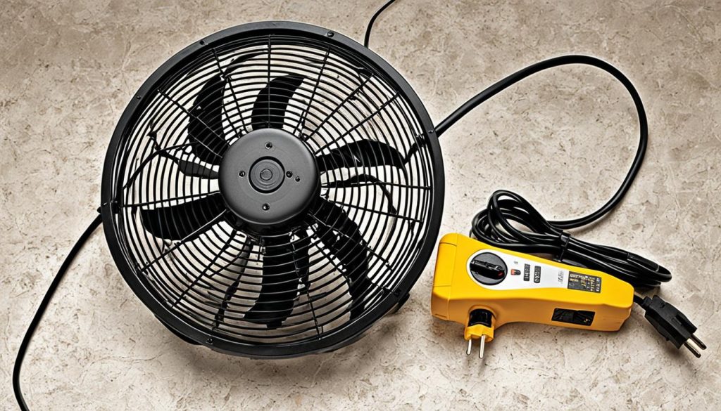 proper setup for a fan and extension cord