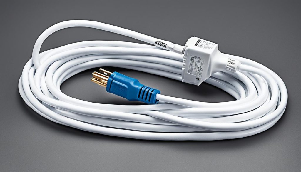 white extension cord with thick insulation